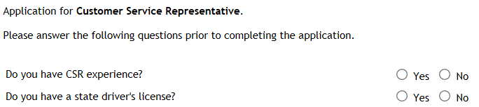 Knock Out Questions on Employment Application